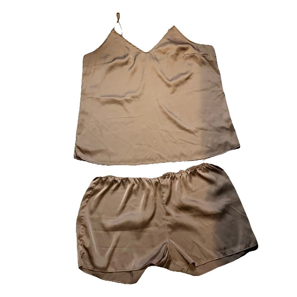 Stars Above, Woman, Baby Doll Pajama, Brown, Size L Two pieces, Satin